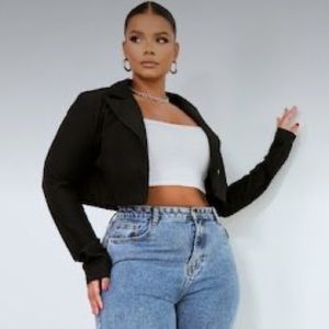 Torrid 0 (10/12) Black Embroidered Military Blazer Jacket